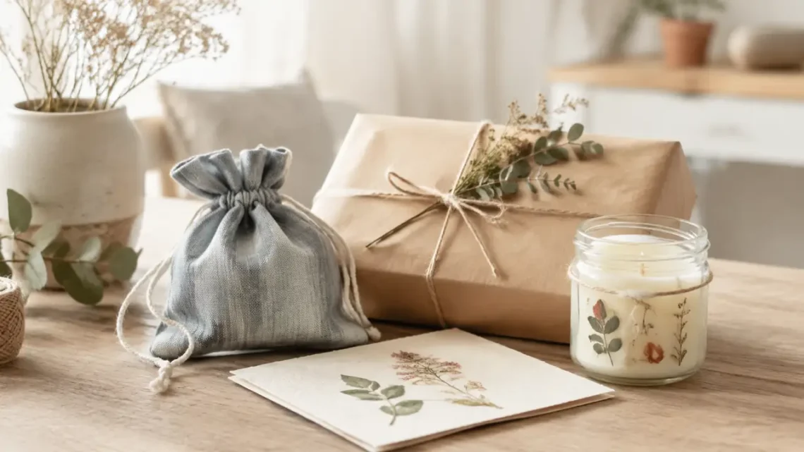Günstige DIY-Geschenke mit Holzbox, Kerze und schlichter Verpackung