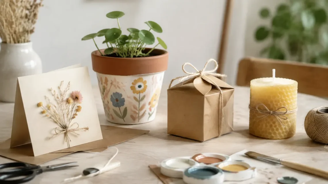Kleine DIY-Geschenkideen mit Kerze, Blumentopf und Papierbox