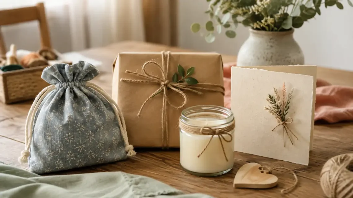 Preiswerte handgemachte Geschenke mit Kerze, Holzbox und Paket