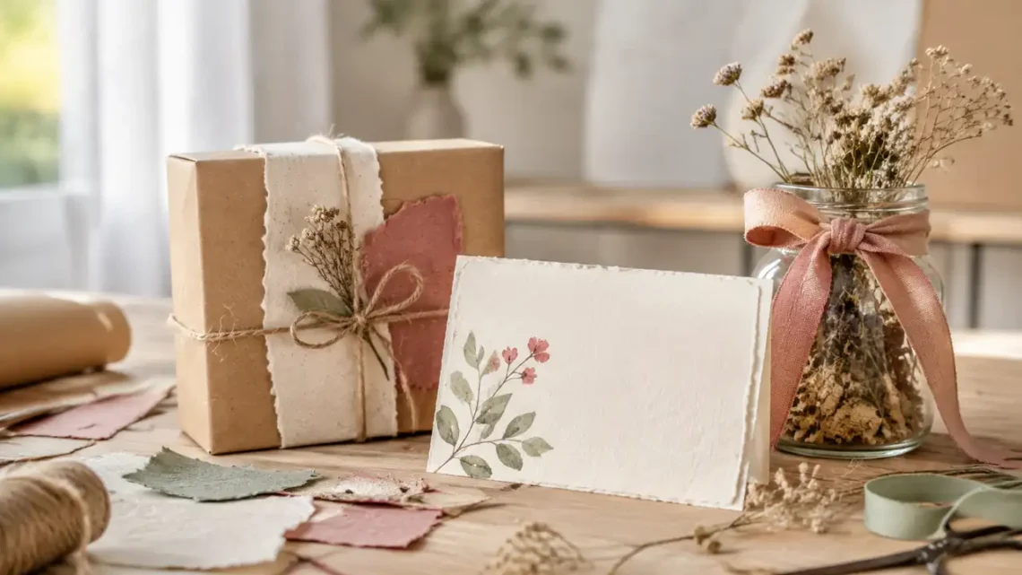 Persönliche DIY-Geschenke mit Kerze, Karte und Naturmaterialien