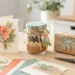 Schnelle Bastelgeschenke mit Karte, Glas und kleinem Paket